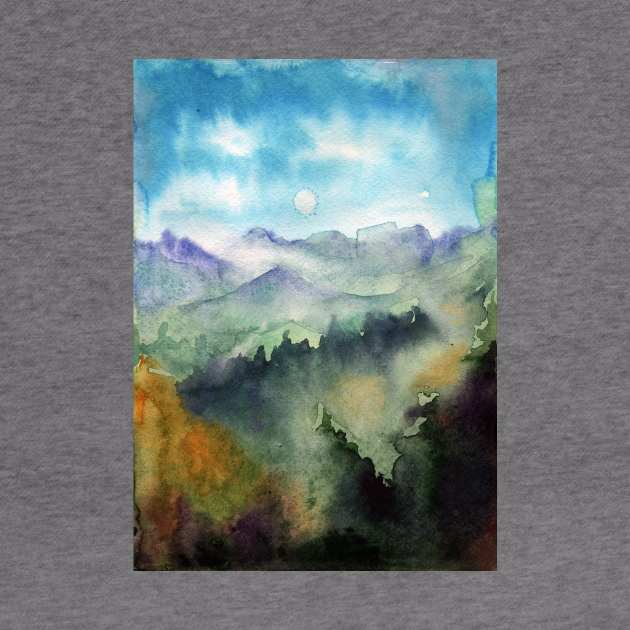 Watercolor landscape sky clouds by Olga Berlet